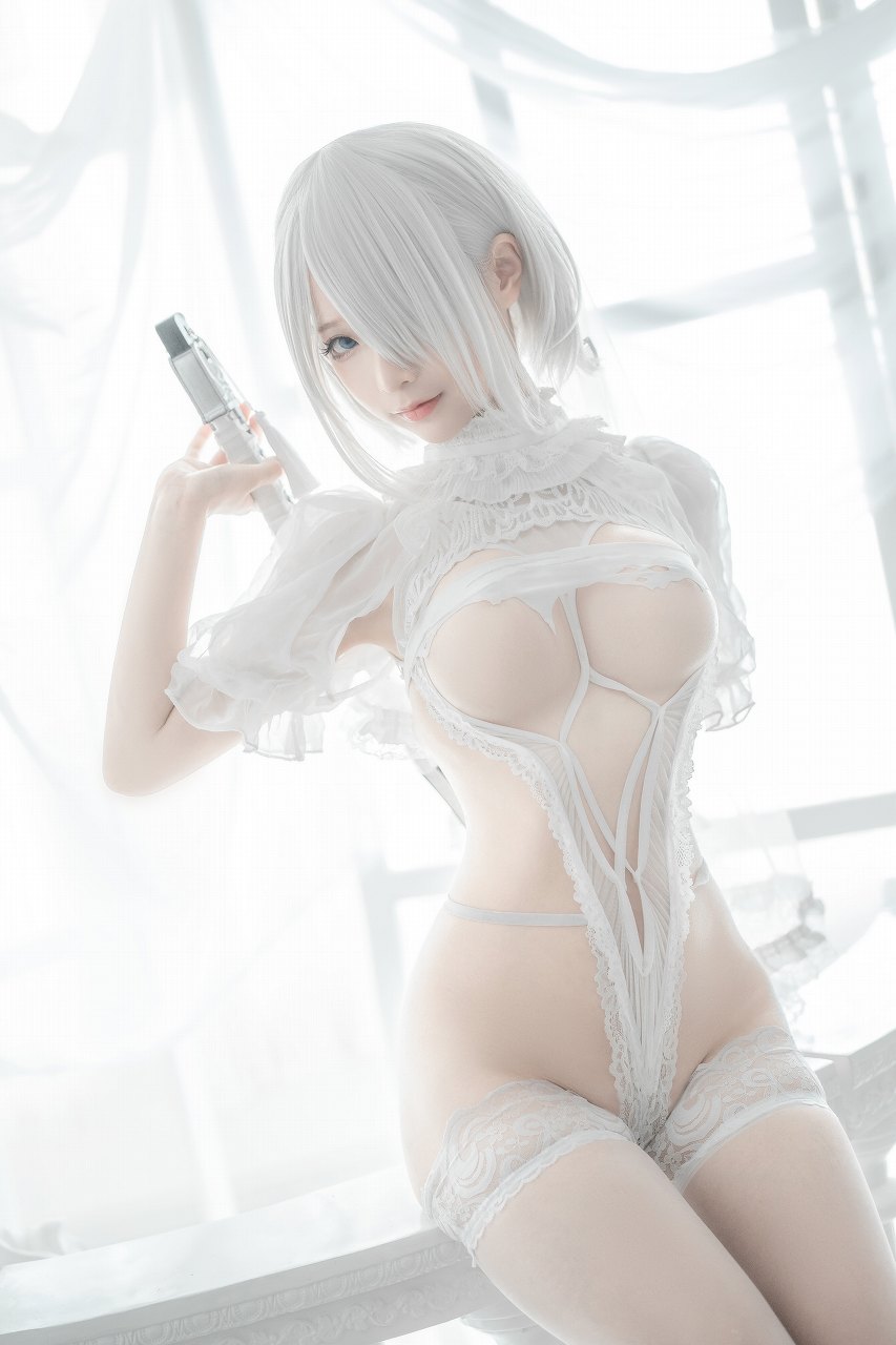 蠢沫沫 2B白婚纱 唯美cosplay巨乳写真欣赏